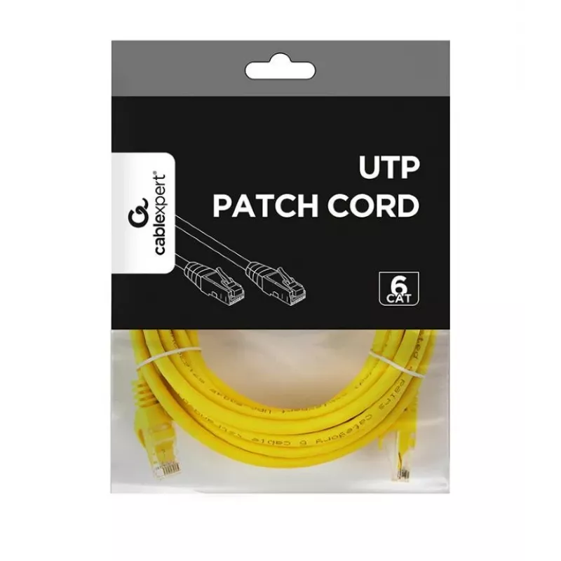 Tinklo kabelis GEMBIRD PP6U-5M/Y – Cat6 U/UTP, RJ-45, 5 m, geltonas
