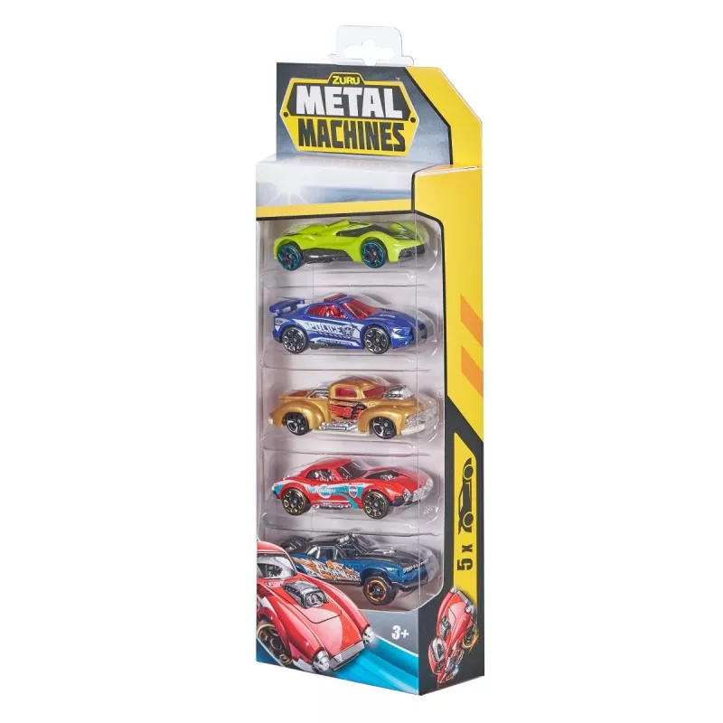 Zuru Metal Machines 1:64 liejamų metalinių automobilių 5 vnt. rinkinys, 2 serija, mišrių modelių