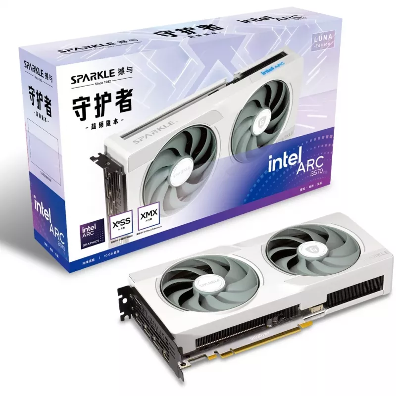 Vaizdo plokštė Sparkle Arc B570 Guardian Luna OC 10 GB GDDR6, PCIe 4.0 x8, 160 bitų, 242×105×44 mm