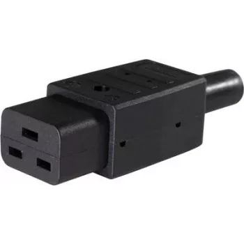 Kištukas IEC Schuko jungtis, tiesus, 3 poliai, 10 A, juodas, 62085, 1 vnt.