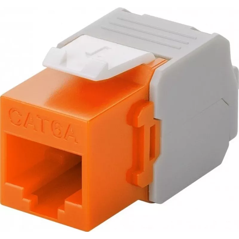 Wentronic Goobay CAT 6a KeyStone RJ45 lizdas, neekranuotas, 500 MHz, oranžinė-balta (90690)