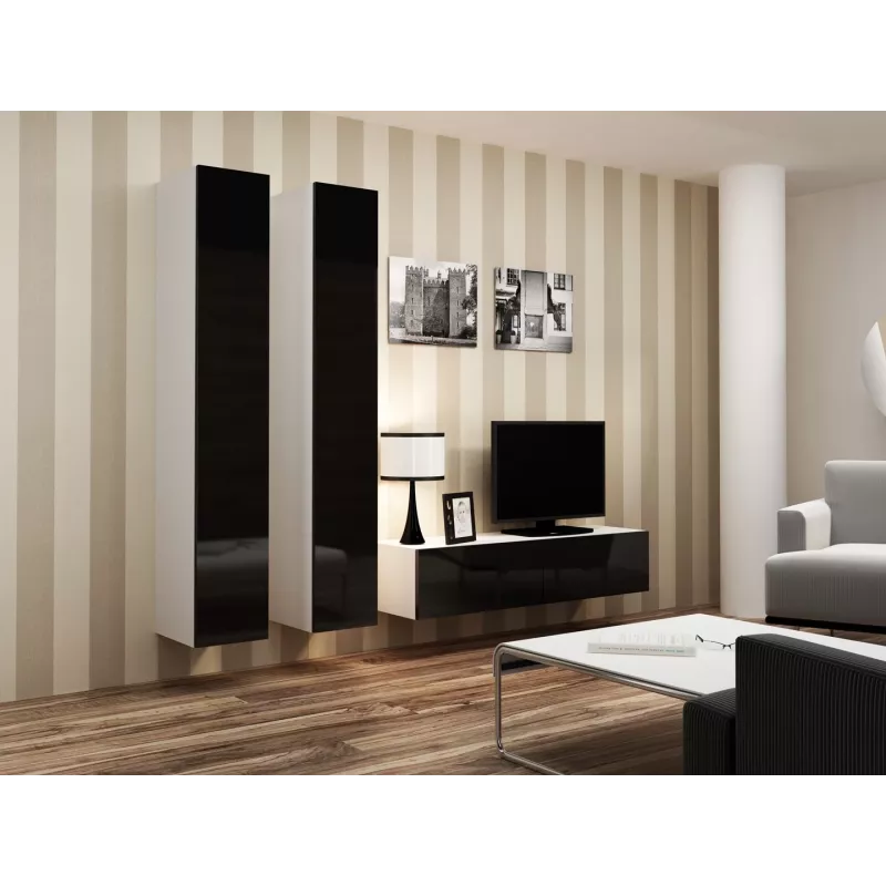 Cama uždara Spintelė VIGO '180' 180/40/30 baltas/juodas blizgus