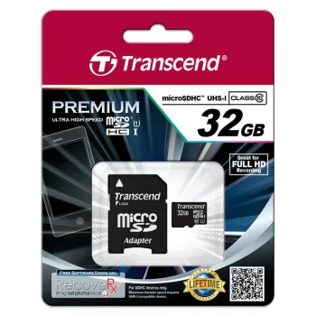 Atminties kortelė MICRO SDHC 32GB SU ADAPTERIU KLASĖ10 TS32GUSDU1 TRANSCEND