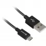 USB 2.0 laidas, USB-A kištukas > Micro-USB kištukas (juoda/pilka, 2 m, pintas)