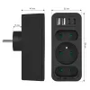 Maitinimo skirstytuvas MACLEAN MCE248 F/B – 3 AC lizdai (1x16A, 2x6A) ir 4 USB prievadai (2xUSB‑A, 2xUSB‑C PD 20W), EU kištukas, juodas