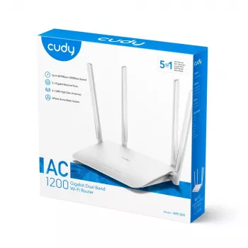 Cudy WR1300 belaidis maršrutizatorius Gigabit Ethernet dviejų juostų (2,4 GHz / 5 GHz) Baltas