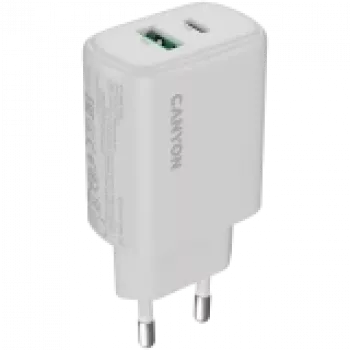CANYON OnCharge 250 25W 1xPD 1xQC EU baltas įkroviklis