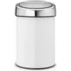 BRABANTIA Touch Bin 3 L White 36 44 88 – liečiamas šiukšlių kibiras su minkštu uždarymu