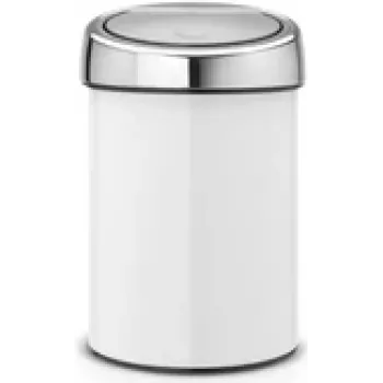 BRABANTIA Touch Bin 3 L White 36 44 88 – liečiamas šiukšlių kibiras su minkštu uždarymu