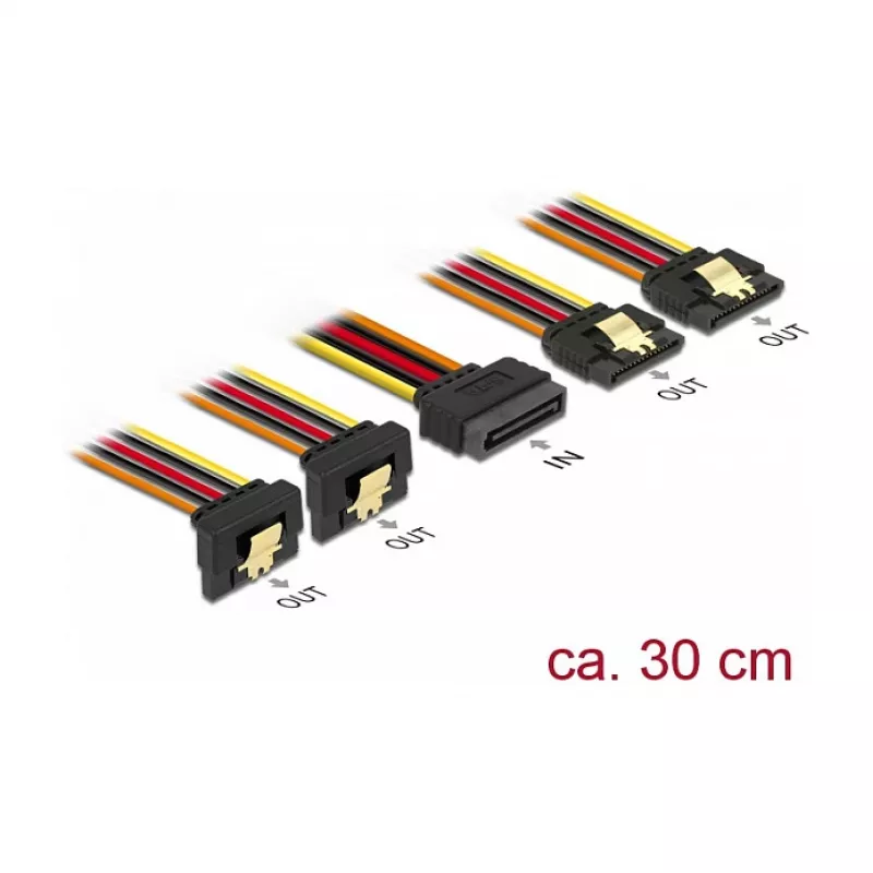 Vidinis maitinimo kabelis DeLOCK 60151 0,3 m 4 x SATA 15 kontaktų