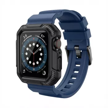 Apkaba GUAN Premium Pro, skirta Apple Watch 40mm 41mm 38mm 42mm, mėlyna-juoda - keičiamas dirželis
