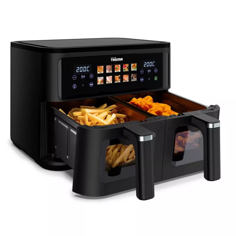 Karšto oro gruzdintuvė Tristar FR-9075 Double 9 L, 2500 W, jutiklinis valdymas, LCD, juoda, 60 °C