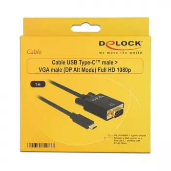 DeLOCK 85261 USB Type-C į VGA adapteris 1 m juodas