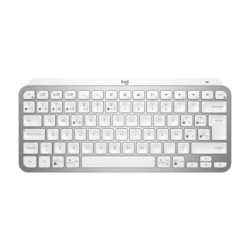 Logitech MX Keys Mini belaidė apšviesta klaviatūra, šviesiai pilka, ispaniškas išdėstymas