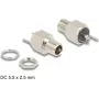 DeLOCK jungtis DC 5,5 x 2,5 mm moteriška, skirta montuoti į skydą, lituojama, šešiakampė, 20 V 9 A