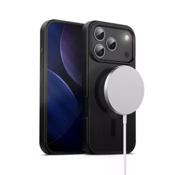 Crong MagSafe dėklas iPhone 17 Pro — hibridinis juodas