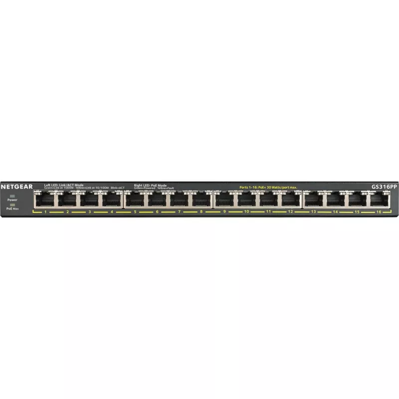 NETGEAR GS316P 16 prievadų nevaldomas Gigabit Ethernet PoE jungiklis