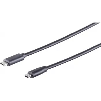 USB laidas S/CONN 77144-1.8 1,8 m USB C – Mini-USB B juodas