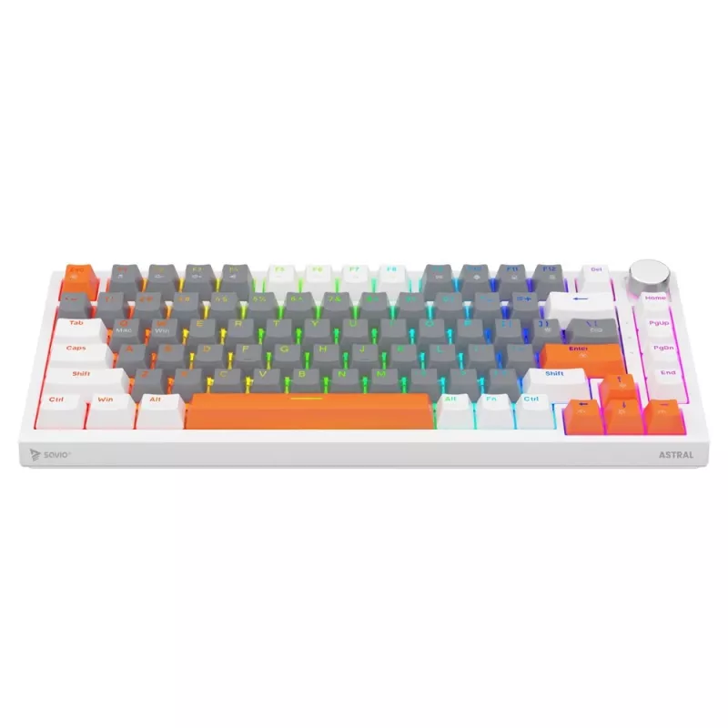 Gaming klaviatūra Savio ASTRAL WHITE JADE 3 COLOURS USB QWERTY US International