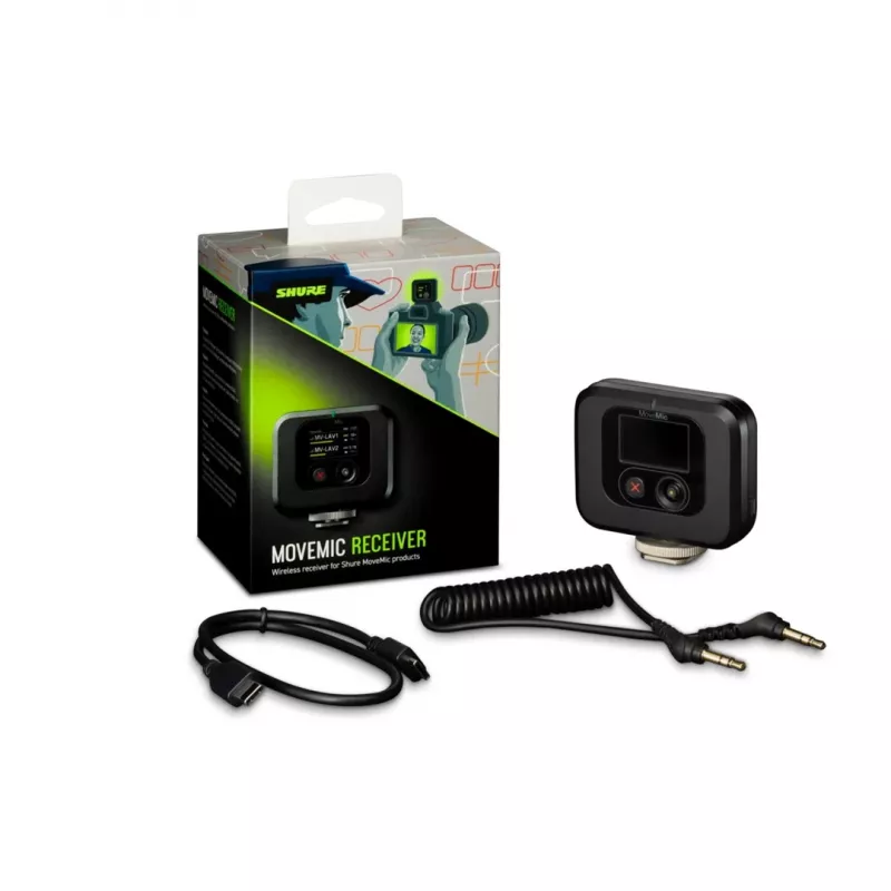 Belaidis imtuvas kameros tvirtinimui Shure MV-R-Z6 — 50–20000 Hz, 30 m atstumas, 12–15 V, 308×101×38 mm, 0,429 kg, juodas