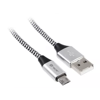 USB laidas Tracer TRAKBK46928 1m USB A Micro-USB B juodas sidabrinis
