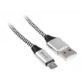 USB laidas Tracer TRAKBK46928 1m USB A Micro-USB B juodas sidabrinis