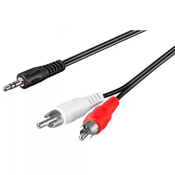 Wentronic Goobay adapterinis laidas 3,5 mm lizdas / RCA, juodas, 10 m - 3,5 mm kištukas (3 kontaktai, stereo) > 2x RCA kištukas (kairė/dešinė garsas) (50441)