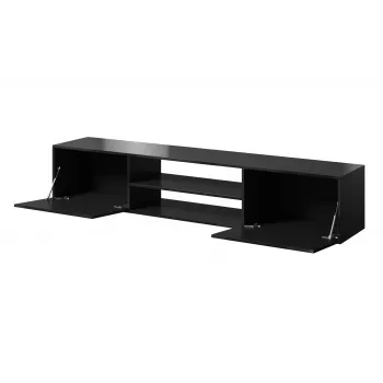 TV spintelė Cama Meble SLIDE 200K – 200x40x37 cm, blizgi juoda, medžio drožlių plokštės viršus
