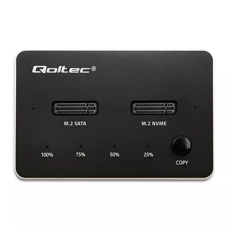 Qoltec 52274 M.2 SSD diskų dėklas | NVMe | SATA | USB-C | DUAL 2 x 2TB