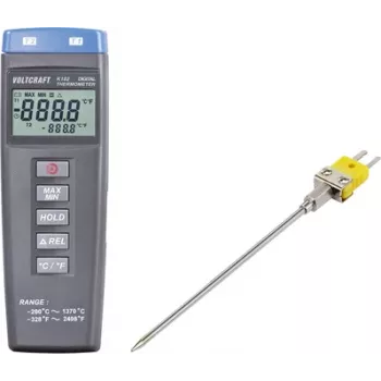 VOLTCRAFT K102 + TP 203 temperatūros matavimo prietaisas -200 iki +1370 °C zondas K tipo