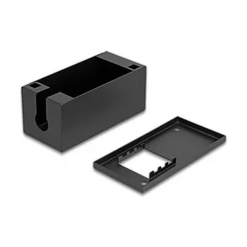 Paskirstymo dėžutė DELOCK Easy 45 modulių laikiklis stalui ar sienai, metalinė, juoda, 2x22,5x45 mm arba 1x45x45 mm