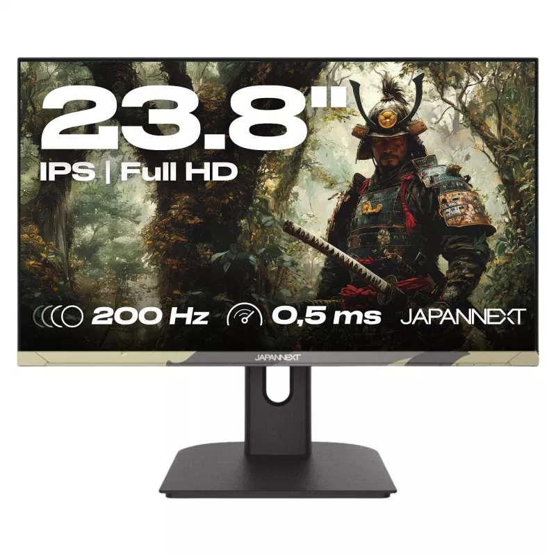 JAPANNEXT JN-IPS238FHD200F-HSP-CAMO monitorius 61 cm (24 colių) 1920 x 1080 pikselių Full HD LCD juodas