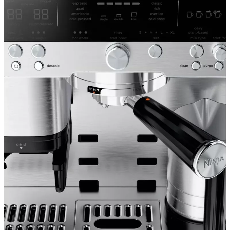 Espresso aparatas Ninja ES601EU – 2 L vandens bakas, vienam puodeliui, juodas/nerūdijantis plienas
