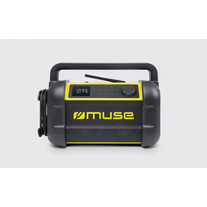 Nešiojamas radijo imtuvas Muse M-928 BTY su skaitmeniniu FM imtuvu, 20W, USB-C, juodai/geltonas