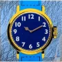 NeXtime klok 8157 Watch One sieninis laikrodis, 43x43,2 cm, mėlynas/geltonas