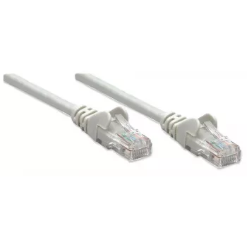 Intellinet tinklo jungiamasis kabelis, Cat6, 1 m, pilkas, CCA, U/UTP, PVC, RJ45, auksu dengti kontaktai, be užkabinimo, su apsauginiu gaubteliu, viso gyvenimo garantija