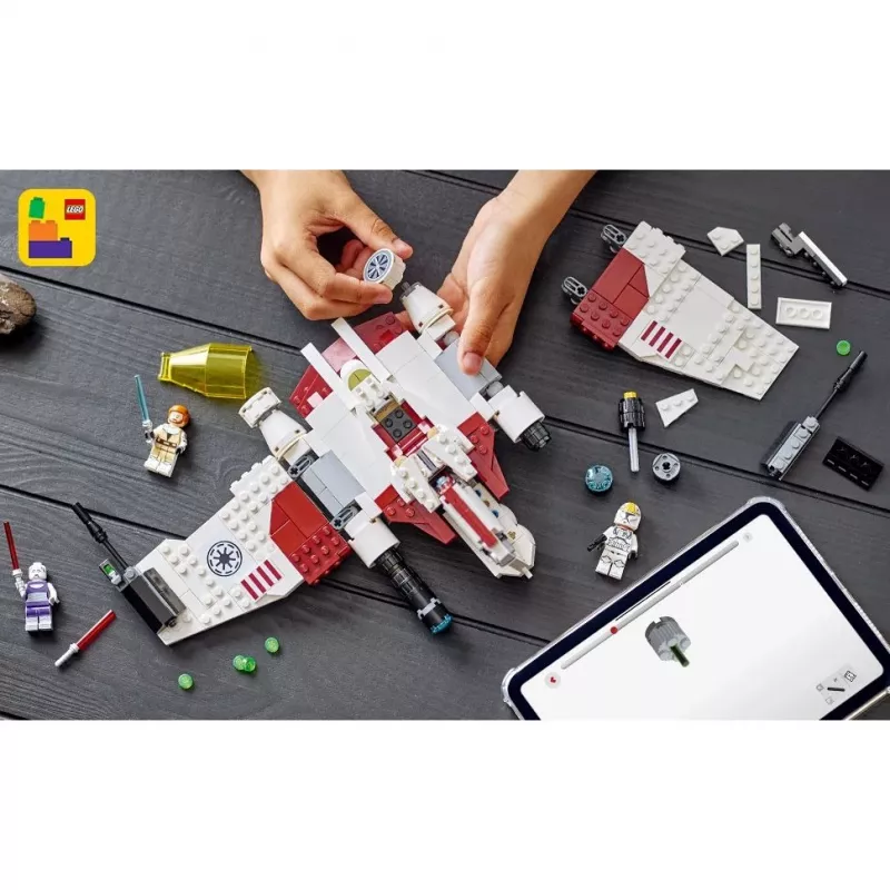 LEGO Star Wars V-19 Torrent naikintuvas 75432 konstruktorius – 567 dalių, 3 minifigūrėlės, demonstravimo ir žaidimo modelis