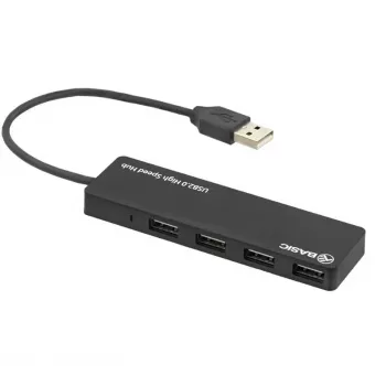 USB šakotuvas Tellur Basic 4 prievadų USB 2.0 – juodas, 4× USB-A