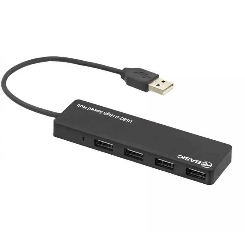 USB šakotuvas Tellur Basic 4 prievadų USB 2.0 – juodas, 4× USB-A