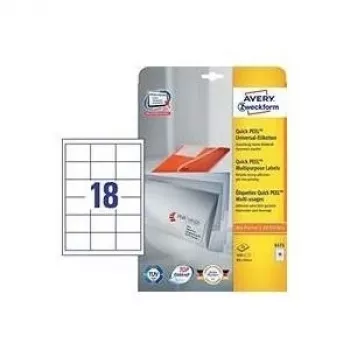 Lipnios etiketės Avery Zweckform 6171 Baltos 64 x 45 mm, 450 vnt., A4 formatas