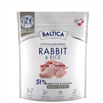 BALTICA Nutraceutic Hipolergeninis M Triušis su ryžiais - sausas šunų ėdalas - 1kg
