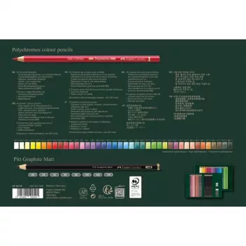 Aliejiniai pieštukai Faber-Castell Polychromos & Pitt Graphite Matt rinkinys 48 vnt. įvairiaspalviai