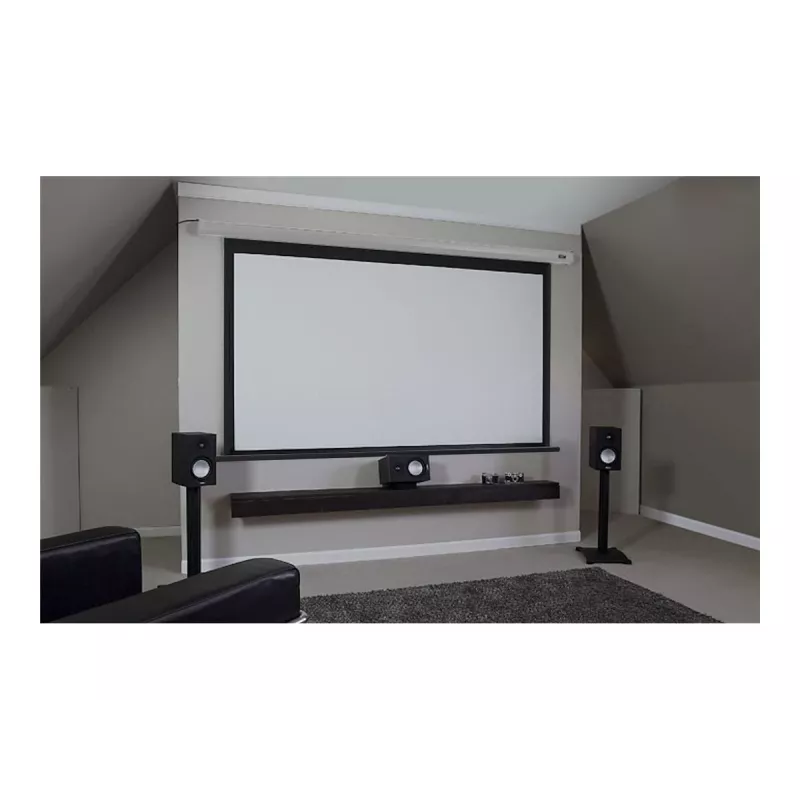 Elite Screens Electric100XH baltas motorizuotas projekcinis ekranas 100 colių