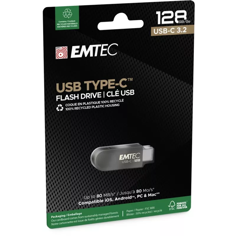 USB atmintinė Emtec 128 GB USB Type-C 3.2 Gen 1 C280