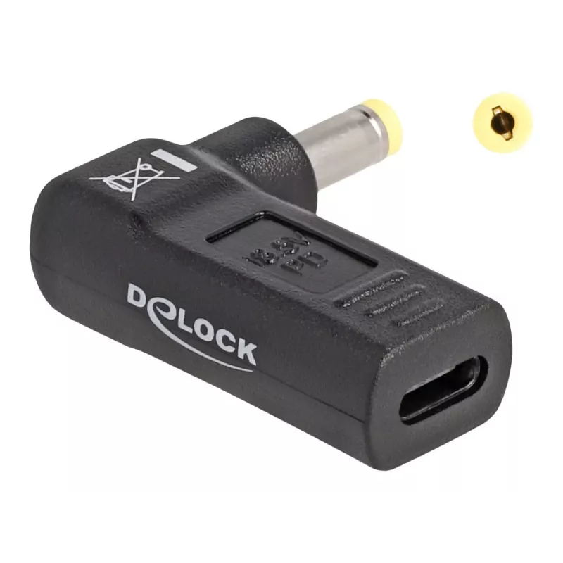 Adapteris DeLOCK USB Type-C moteriškas į HP 4,8 x 1,7 mm vyriškas 90° kampu
