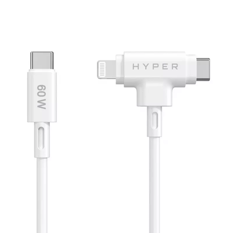 HYPER HyperJuice USB laidas USB 2.0 1,5 m USB C USB C/Lightning baltas