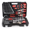 Mechaniko įrankių rinkinys YATO YT-38901 – 122 vnt., su lizdais 12–32 mm, reketu, prailginimais, atsuktuvais, plaktuku, replėmis, chromuota apdaila