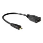 HDMI kabelis DeLOCK 65391 0,23 m, A tipo (standartinis) į D tipo (Micro-HDMI), juodas