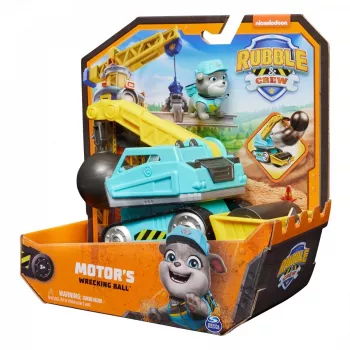Sunkvežimis su griovimo kamuoliu Rubble & Crew Motor 3+ metai Plastikas Juoda Mėlyna Geltona