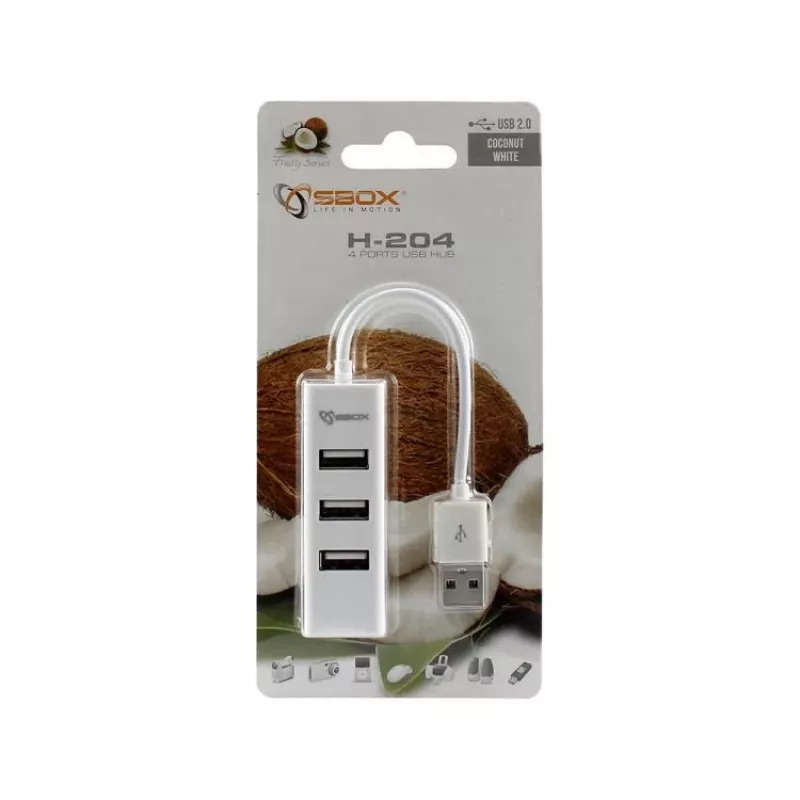 Sbox H-204W USB 4 prievadų HUB kokoso baltumo